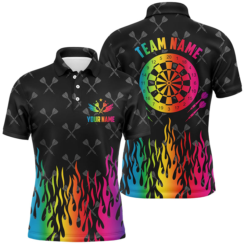 Personalized Colorful Fire Flame Darts Men Quarter-Zip, Unique Darts Team
