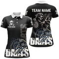 Custom Black White Death Skeleton Grunge Dart, Scary Dart Team Uniform