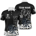 Custom Black White Death Skeleton Grunge Dart, Scary Dart Team Uniform