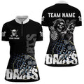 Custom Black White Death Skeleton Grunge Dart, Scary Dart Team Uniform
