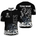 Custom Black White Death Skeleton Grunge Dart, Scary Dart Team Uniform