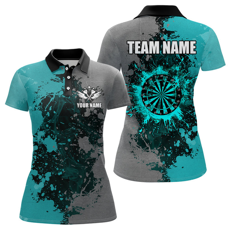 Personalized Darts Paint Turquoise And Grey Dart Custom Grunge Dart Team