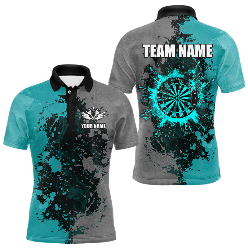 Personalized Darts Paint Turquoise And Grey Dart Custom Grunge Dart Team