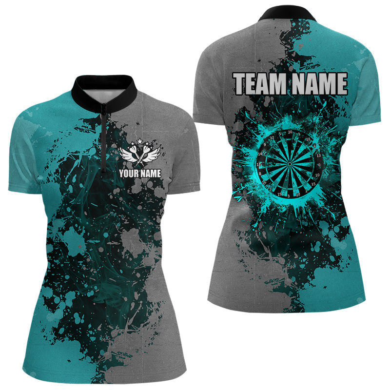 Personalized Darts Paint Turquoise And Grey Dart Custom Grunge Dart Team