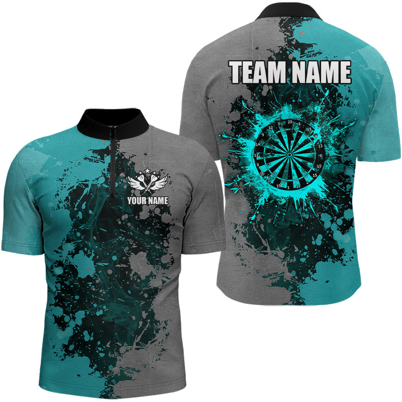 Personalized Darts Paint Turquoise And Grey Dart Custom Grunge Dart Team