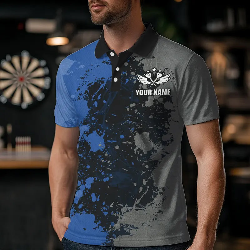 Personalized Darts Paint Blue And Grey Dart Custom Grunge Dart Team