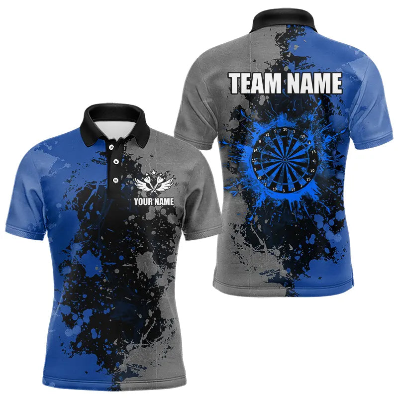 Personalized Darts Paint Blue And Grey Dart Custom Grunge Dart Team