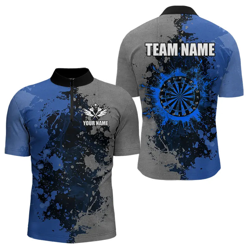 Personalized Darts Paint Blue And Grey Dart Custom Grunge Dart Team
