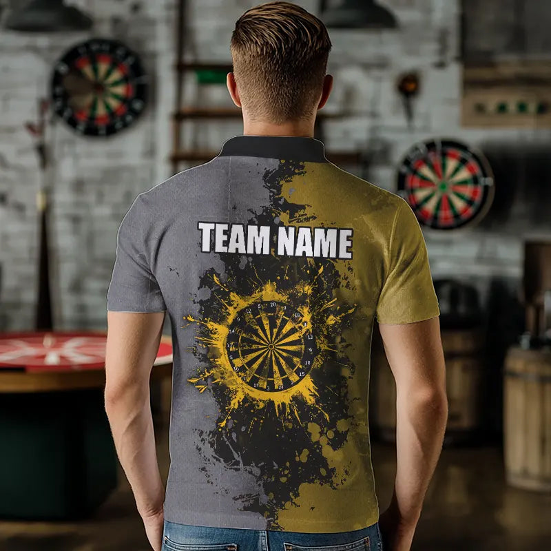 Personalized Darts Paint Yellow And Grey Dart Custom Grunge Dart Team