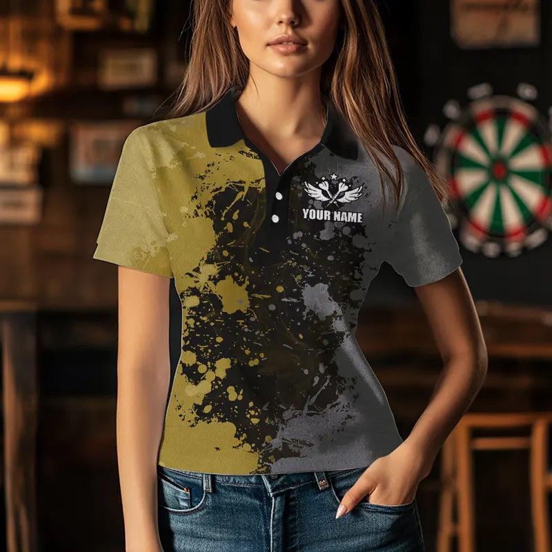 Personalized Darts Paint Yellow And Grey Dart Custom Grunge Dart Team