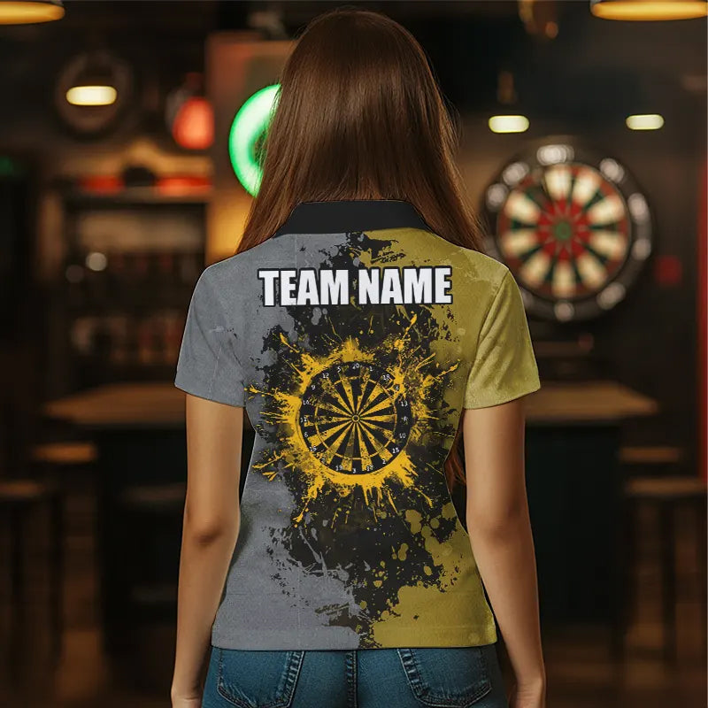 Personalized Darts Paint Yellow And Grey Dart Custom Grunge Dart Team
