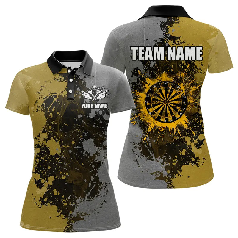 Personalized Darts Paint Yellow And Grey Dart Custom Grunge Dart Team