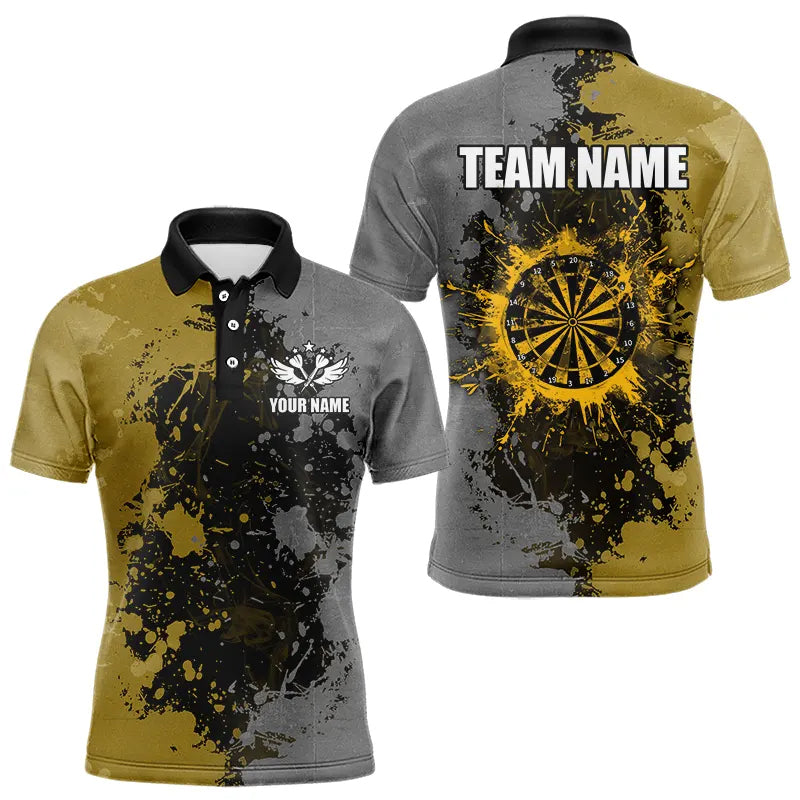 Personalized Darts Paint Yellow And Grey Dart Custom Grunge Dart Team