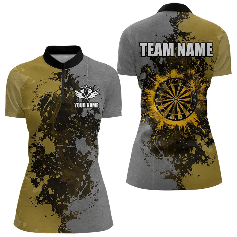Personalized Darts Paint Yellow And Grey Dart Custom Grunge Dart Team