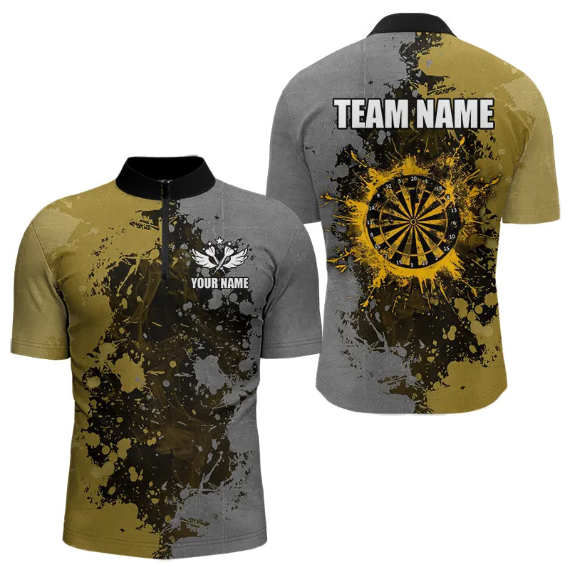 Personalized Darts Paint Yellow And Grey Dart Custom Grunge Dart Team