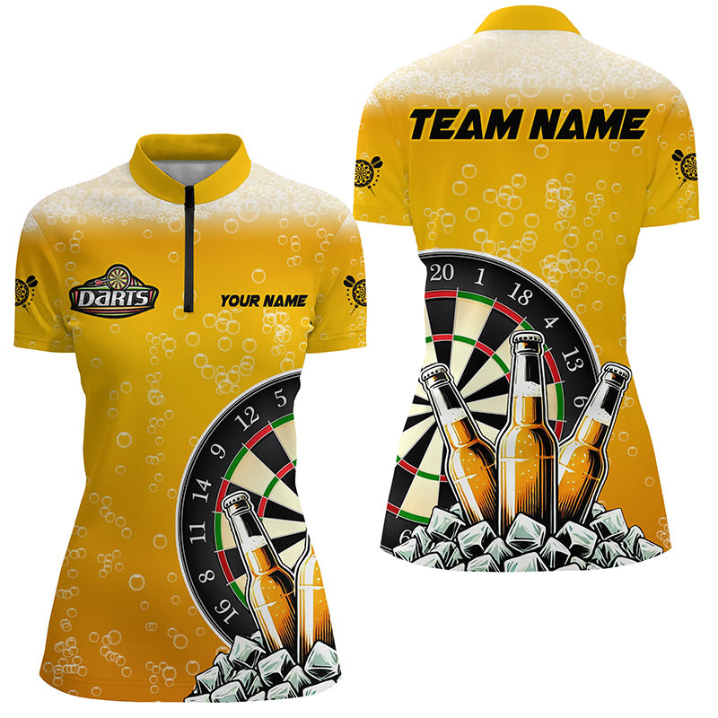 Personalized Yellow Darts And Beer and Quarter-Zip Custom Drinking Darts