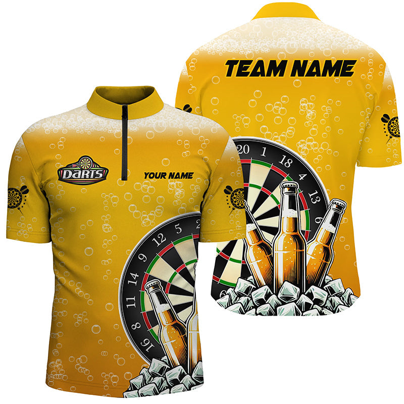 Personalized Yellow Darts And Beer and Quarter-Zip Custom Drinking Darts