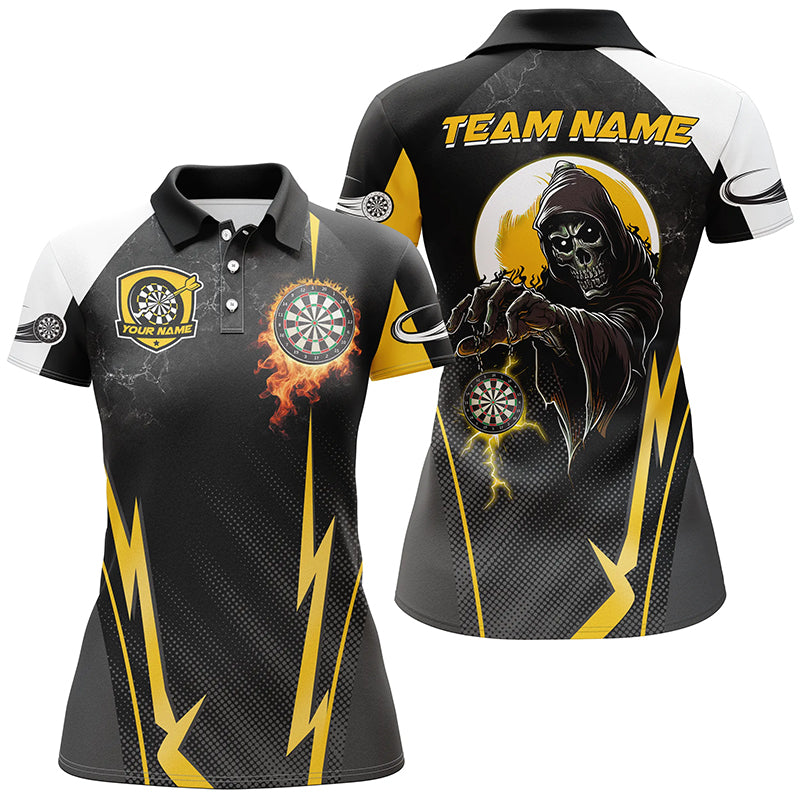 Funny Death Skeleton Custom Yellow Black Darts, Personalized Cool Darts Team
