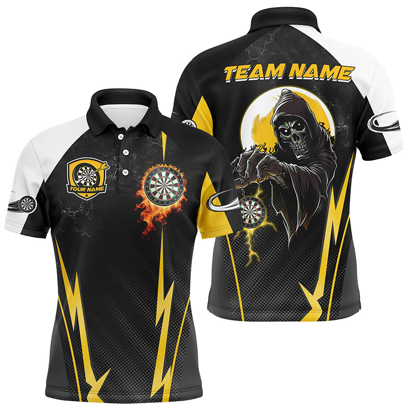 Funny Death Skeleton Custom Yellow Black Darts, Personalized Cool Darts Team