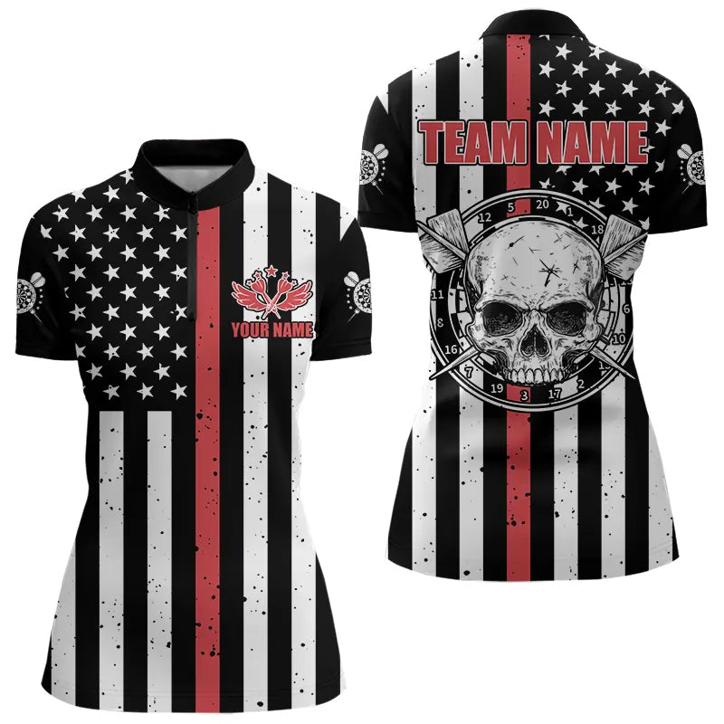 Personalized American Flag Grunge Skull Dart Custom Patriotic Darts | Red