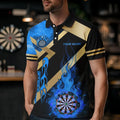 Personalized Gold And Blue Dartboard Fire Flame Custom Darts, Darts Team