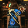 Personalized Gold And Blue Dartboard Fire Flame Custom Darts, Darts Team