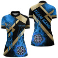 Personalized Gold And Blue Dartboard Fire Flame Custom Darts, Darts Team