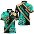 Personalized Gold And Turquoise Dartboard Fire Flame Custom Dart, Darts Team