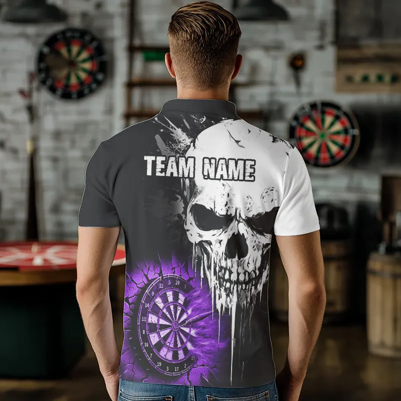 Personalized Grunge Skull Crack Wall Men Dart Custom Darts League Team |Purple