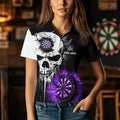 Personalized Grunge Skull Crack Wall Men Dart Custom Darts League Team |Purple