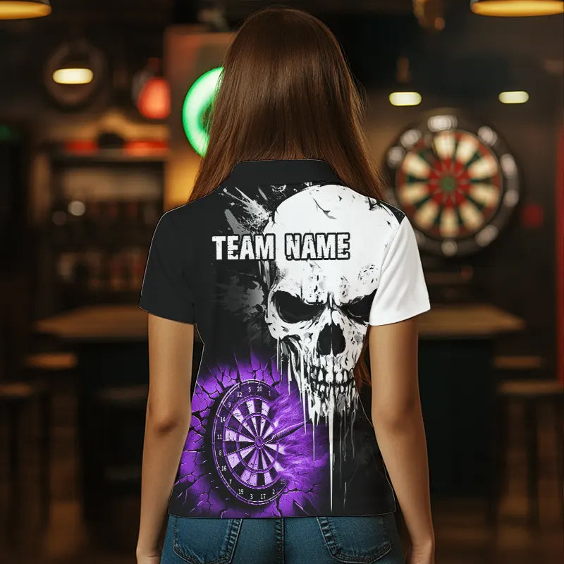 Personalized Grunge Skull Crack Wall Men Dart Custom Darts League Team |Purple