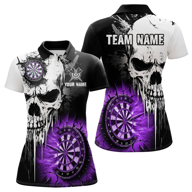 Personalized Grunge Skull Crack Wall Men Dart Custom Darts League Team |Purple