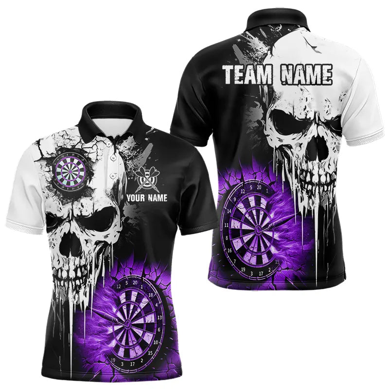 Personalized Grunge Skull Crack Wall Men Dart Custom Darts League Team |Purple