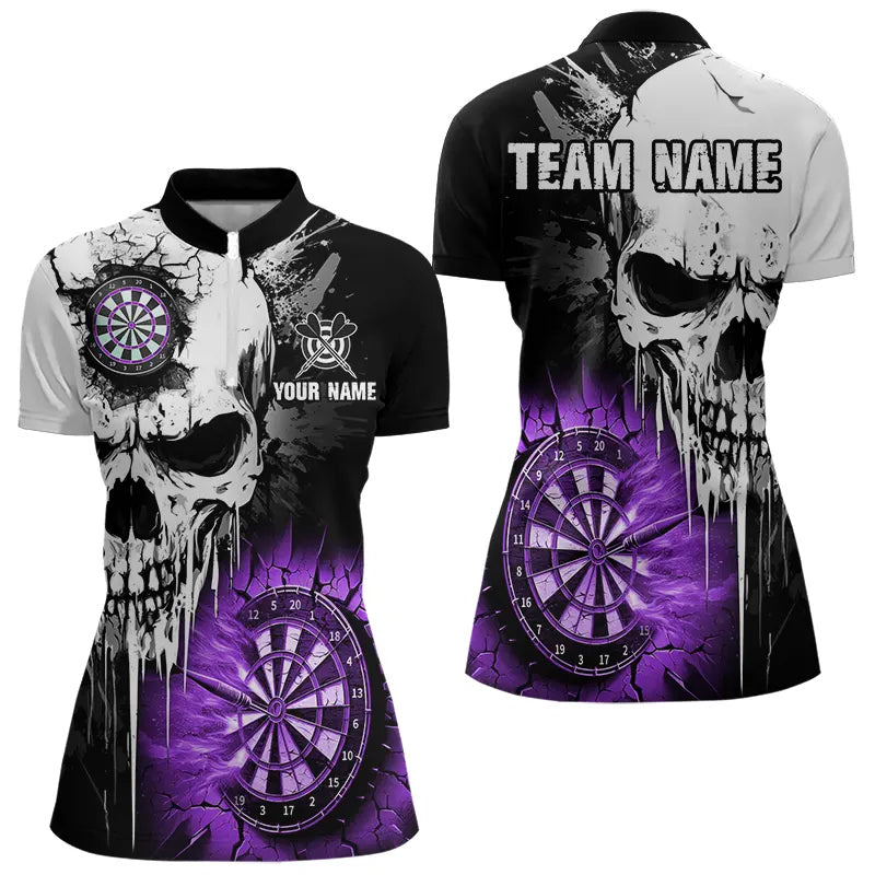 Personalized Grunge Skull Crack Wall Men Dart Custom Darts League Team |Purple