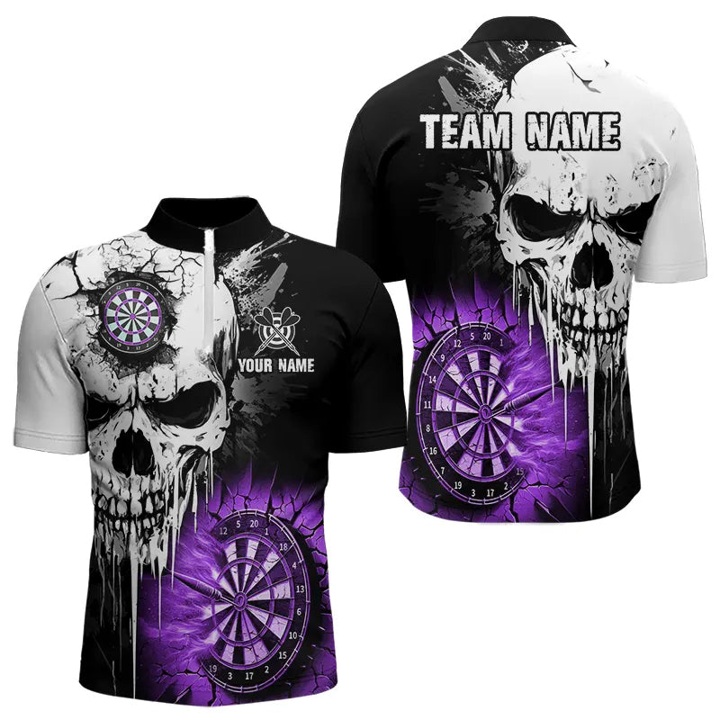 Personalized Grunge Skull Crack Wall Men Dart Custom Darts League Team |Purple