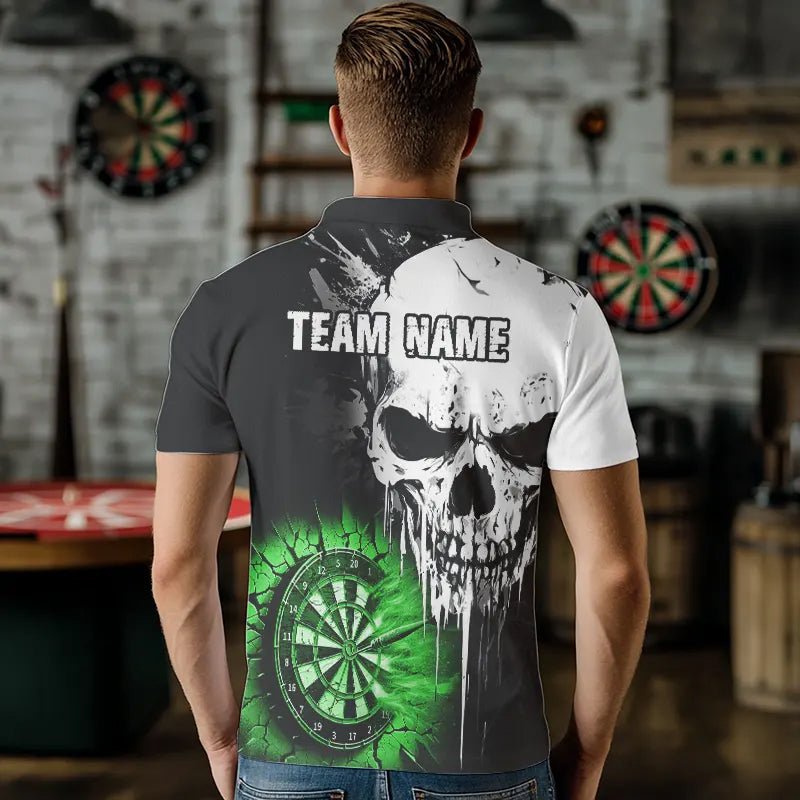 Personalized Grunge Skull Crack Wall Men Dart Custom Darts League Team |Green