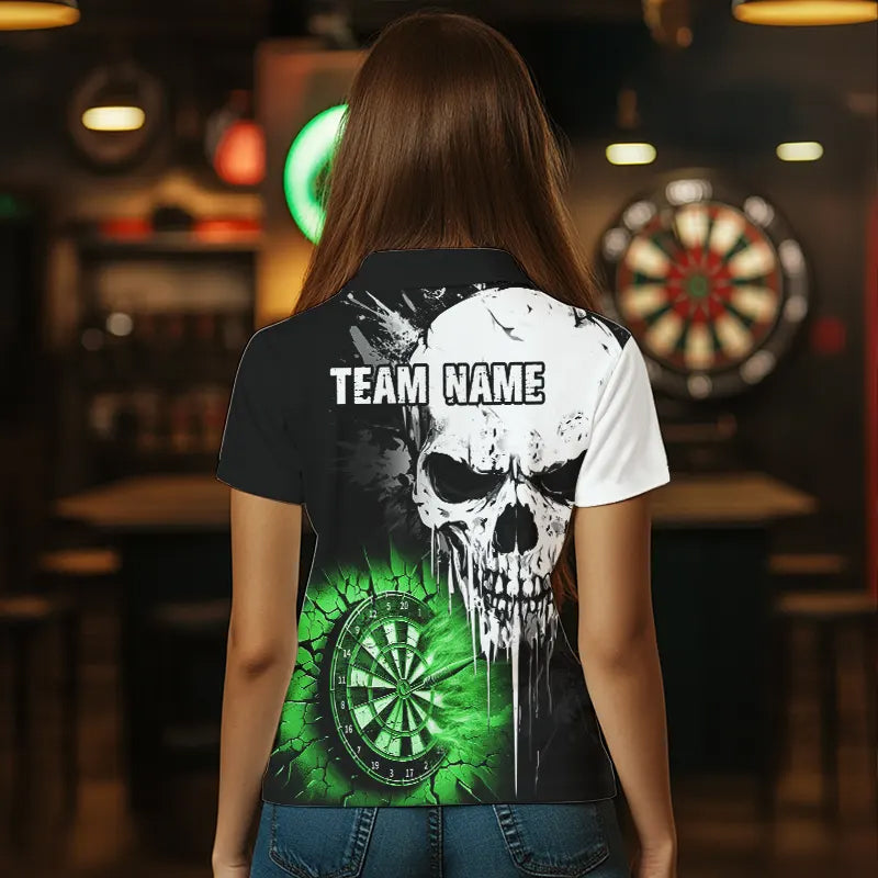 Personalized Grunge Skull Crack Wall Men Dart Custom Darts League Team |Green