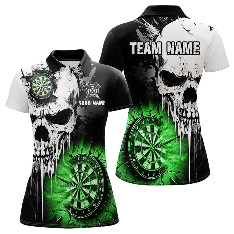 Personalized Grunge Skull Crack Wall Men Dart Custom Darts League Team |Green