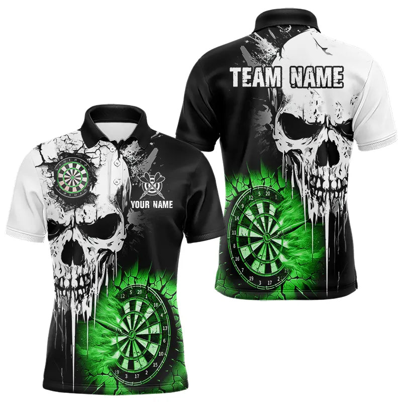 Personalized Grunge Skull Crack Wall Men Dart Custom Darts League Team |Green