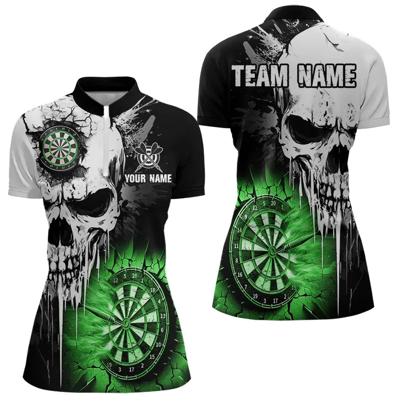 Personalized Grunge Skull Crack Wall Men Dart Custom Darts League Team |Green