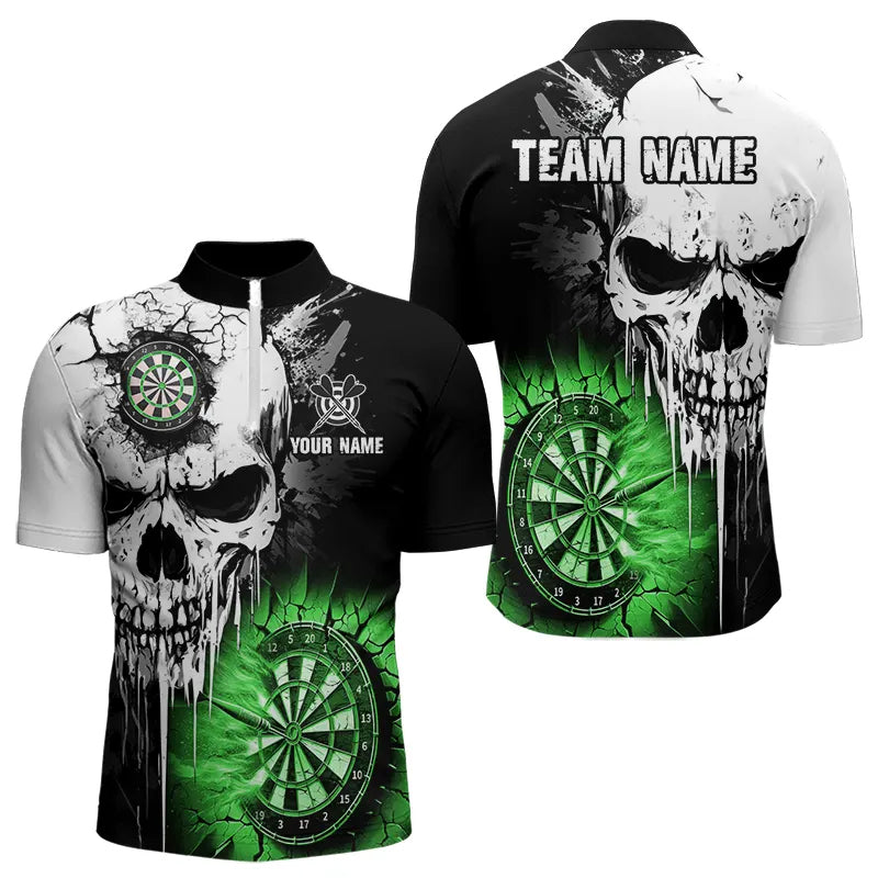 Personalized Grunge Skull Crack Wall Men Dart Custom Darts League Team |Green