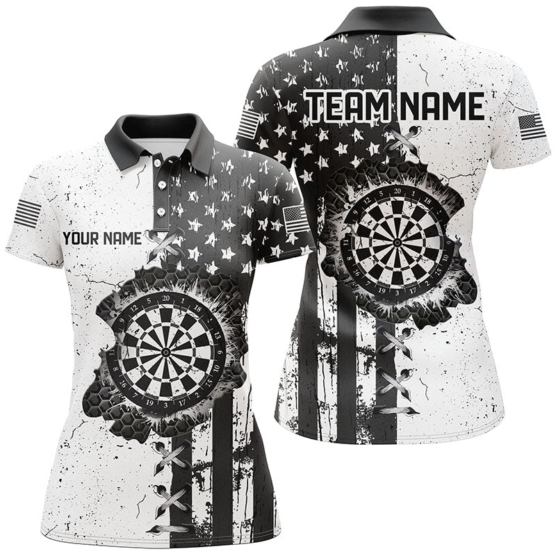 Personalized Black White Grunge US Flag Darts Custom Patriotic Retro Darts