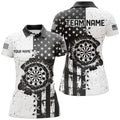Personalized Black White Grunge US Flag Darts Custom Patriotic Retro Darts