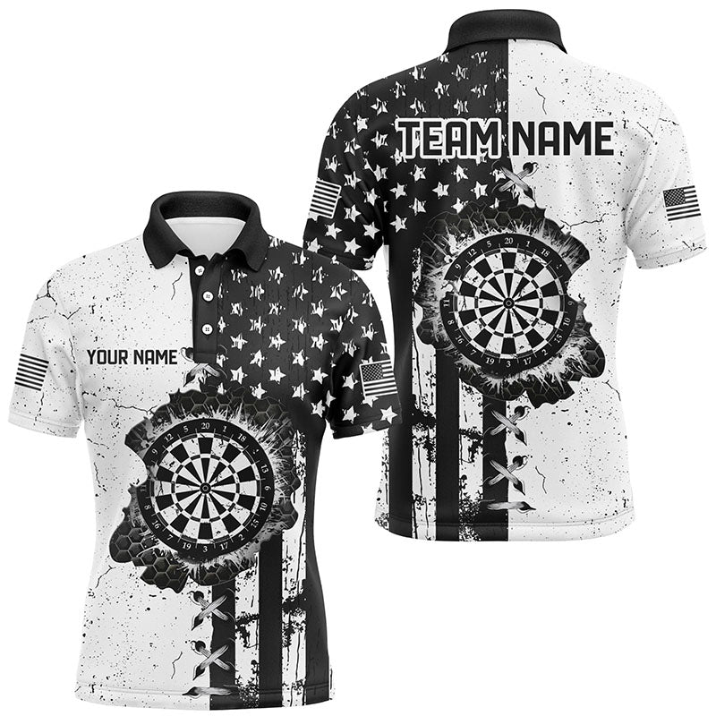 Personalized Black White Grunge US Flag Darts Custom Patriotic Retro Darts