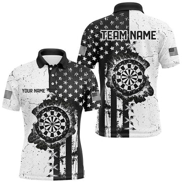 Personalized Black White Grunge US Flag Darts Custom Patriotic Retro Darts