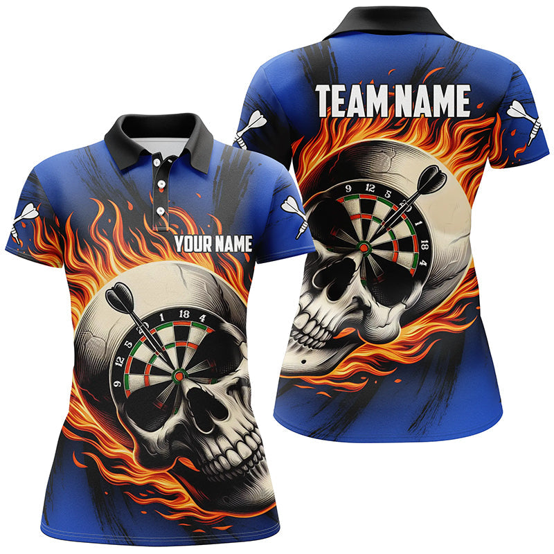 Flaming Dart Skull Men Quarter-Zip Custom Darts For Team Dart |Blue