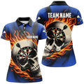 Flaming Dart Skull Men Quarter-Zip Custom Darts For Team Dart |Blue