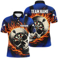 Flaming Dart Skull Men Quarter-Zip Custom Darts For Team Dart |Blue