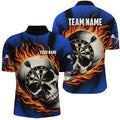 Flaming Dart Skull Men Quarter-Zip Custom Darts For Team Dart |Blue