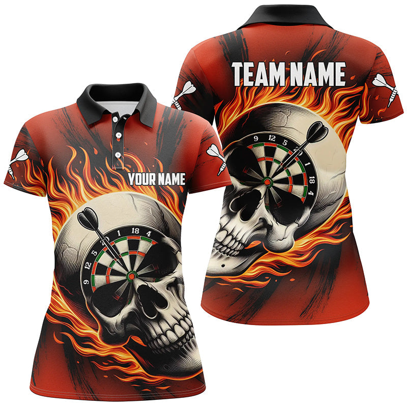 Flaming Dart Skull Men Quarter-Zip Custom Darts For Team Dart |Red